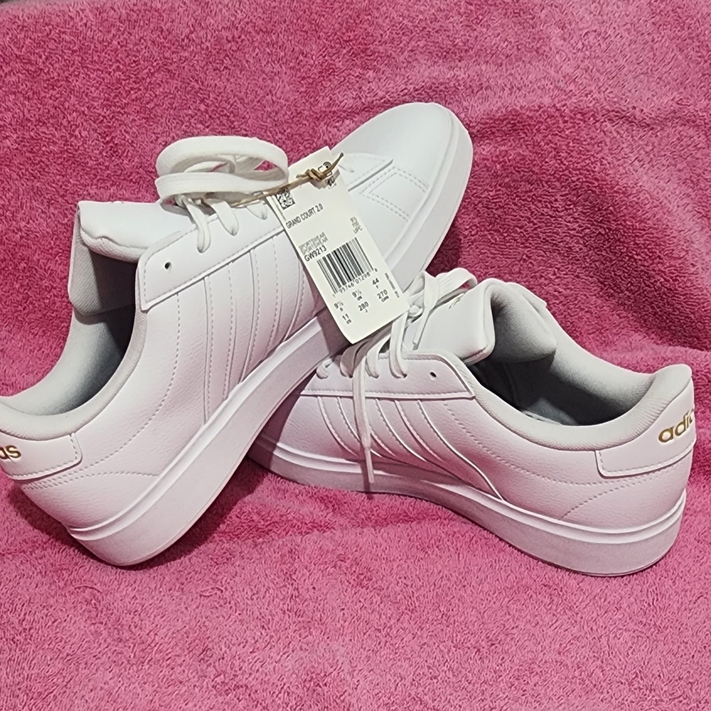 Adidas Women's White and Gold Sneakers